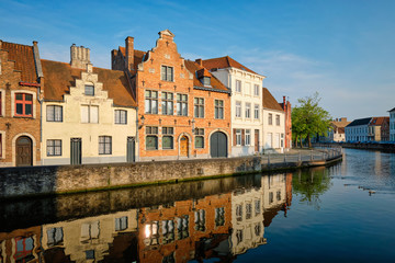 Fototapeta na wymiar Canal and old houses. Bruges (Brugge), Belgium
