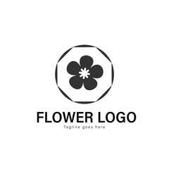 Flower logo template design. Flower logo with modern frame vector design