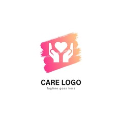 Care logo template design. Care logo with modern frame vector design