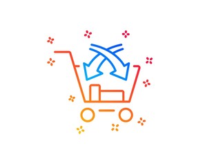 Cross sell line icon. Market retail sign. Gradient design elements. Linear cross sell icon. Random shapes. Vector