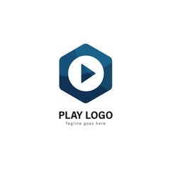 Media play logo template design. Media play logo with modern frame vector design