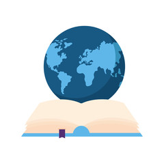 open book with planet earth icon