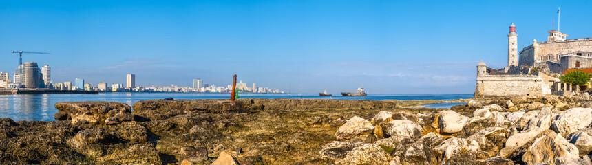 The castle of El Morro and the Havana skyline on a summer day