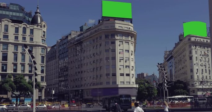 Billboard Ad with Green Screen in the city streets