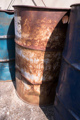 Rusty drum cans