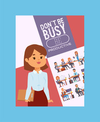 Business people vector successful business woman character and professional workers sitting at table with laptop in office illustration of businessman working in business-office background