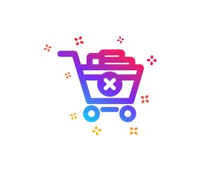 Remove Shopping cart icon. Online buying sign. Supermarket basket symbol. Dynamic shapes. Gradient design remove purchase icon. Classic style. Vector