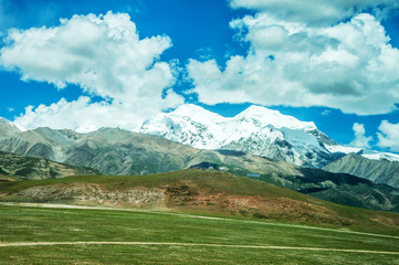 Snow capped mountains， Tibet, China,