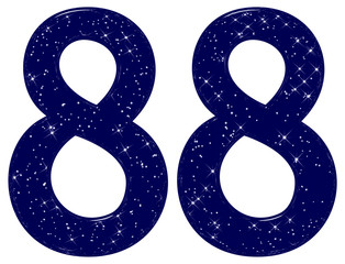 Numeral 88, eighty eight, star sky texture imitation, isolated on white background, 3d render