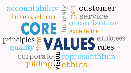 Core values word cloud, business concept - Illustration