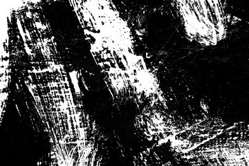 Abstract hand drawn brush stroke paint background grunge backdrop surface / Art painting on canvas black and white / Distress texture