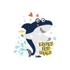 Cute shark with text for kids