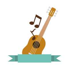 guitar with musical notes isolated icon