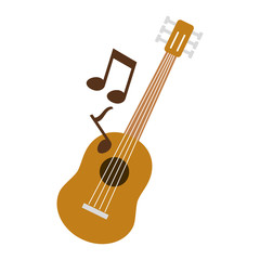 guitar with musical notes isolated icon