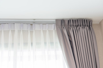Beautiful curtains with ring-top rail, Curtain interior decoration in living room