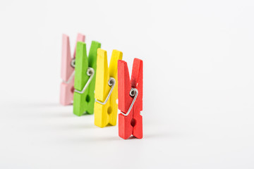 Colored wooden clips, office supplies