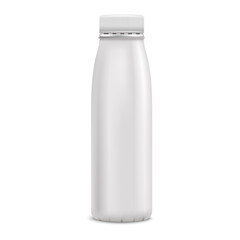 Mockup yougurt white bottle realistic.Vector illustration