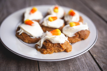 Pumpkin Spice cookies with candy corn