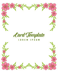Vector illustration elegant pink flower frame for writing card template
