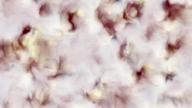 Loopable 4k video of milky white, red and violet clouds in a nebula in space, slowly moving, forming and dissolving, 4k, 3840p, 25fps