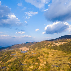 Naklejka premium aerial view of beautiful terraced field landscape