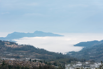 sea of clouds and terraced fields