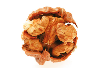 Walnuts on a white background