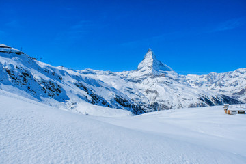 Fototapeta na wymiar Beautiful view of the Matterhorn Mountain in winter, Zermatt, Switzerland.