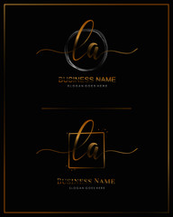 Initial L A LA handwriting logo vector. Letter handwritten logo template.