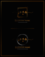 Initial M A MA handwriting logo vector. Letter handwritten logo template.