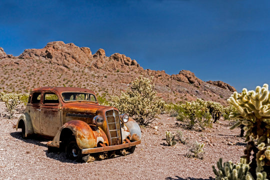 Old cars and rustic vehicles of Nelson Ghost Town. - Powered by Adobe