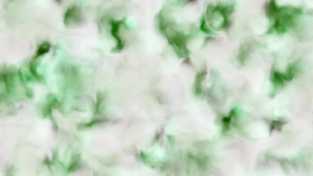Loopable 4k video of milky white, green and violet clouds in a nebula in space, slowly moving, forming and dissolving, 4k, 3840p, 25fps