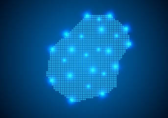 Abstract blue background with map, internet line, connected points. map with dot nodes. Global network connection concept. Wire frame 3D mesh polygonal network line. vector.