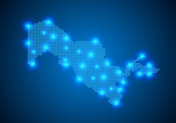 Abstract blue background with map, internet line, connected points. map with dot nodes. Global network connection concept. Wire frame 3D mesh polygonal network line. vector.