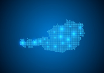 Abstract blue background with map, internet line, connected points. map with dot nodes. Global network connection concept. Wire frame 3D mesh polygonal network line. vector.