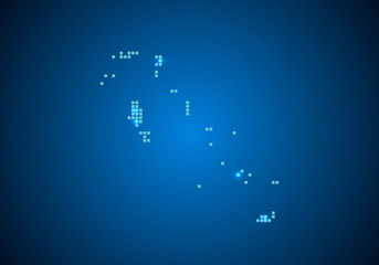 Abstract blue background with map, internet line, connected points. map with dot nodes. Global network connection concept. Wire frame 3D mesh polygonal network line. vector.