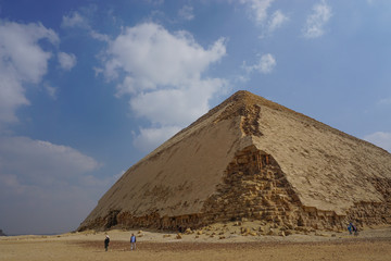 Fototapeta na wymiar Dahshur, Egypt: A corner of the Bent Pyramid, built under the Old Kingdom Pharaoh Sneferu (c. 2600 BC).