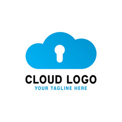 Cloud Lock Logo / Technology Icon / Digital Vector / Modern Symbol Design Inspiration