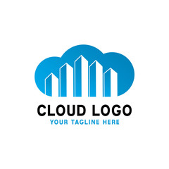 City Cloud Logo / Building Icon / Technology Vector / Architecture Graphic / Modern Symbol Design Inspiration