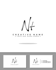 N T NT initial handwriting logo template vector.  signature logo concept