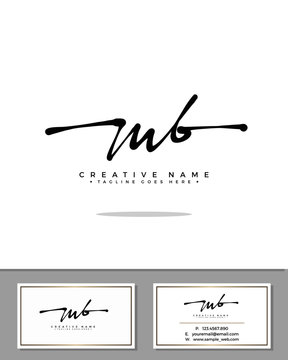 M B MB Initial Handwriting Logo Template Vector.  Signature Logo Concept