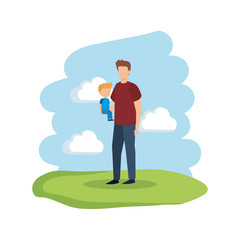 father with son in the camp