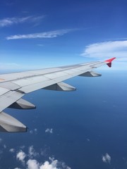 Fototapeta na wymiar Aerial view from airplane windows