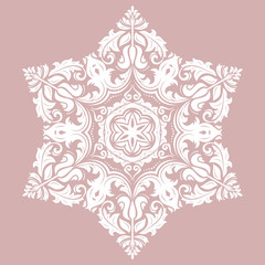 Elegant white ornament in classic style. Abstract traditional pattern with oriental elements. Classic vintage pattern