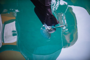 Beautiful reflection of the details of yachts in the port of Los Gigantes. Tenerife. Canary...