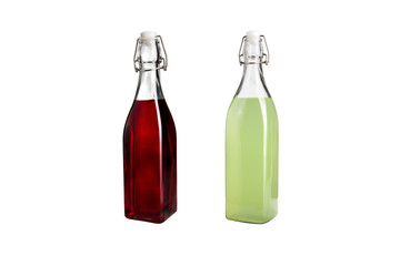 Two bottles of fresh lemonade on a white background. Isolated.