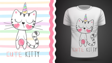 Cute cat - idea for print t-shirt.