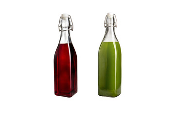 Two bottles of fresh lemonade on a white background. Isolated.