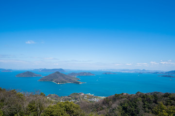 瀬戸内海　島々　紫雲出山から瀬戸大橋の方向を撮影(香川県三豊市)