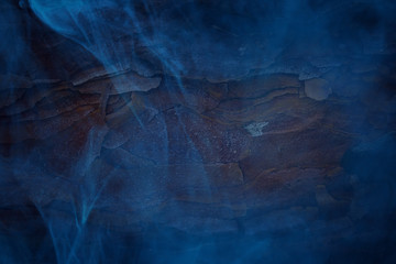 blue transparent mist covered wooden trunk wild pine
